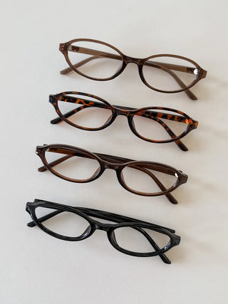 Hartrick Oval Cat-Eye Frame Horn-rimmed Leopard Print Glasses