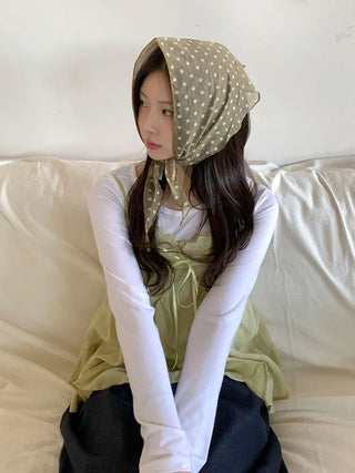Softening Dot See-through Triangle Headscarf