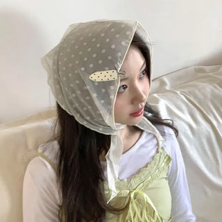 Softening Dot See-through Triangle Headscarf