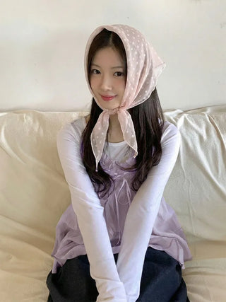Softening Dot See-through Triangle Headscarf