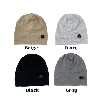 Koi Wood Button Shirring Daily Mesh Beanie Hat