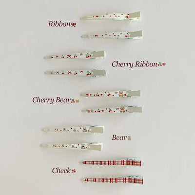 Red Sweet Pattern Makeup Pin Curl Hairpins 5 Types