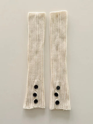 Naname Slit Button Knit Long Leg Warmers