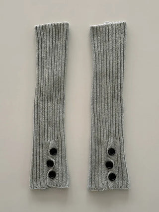 Naname Slit Button Knit Long Leg Warmers