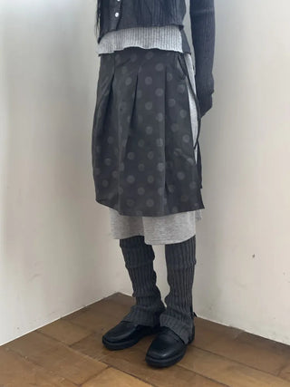 Naname Slit Button Knit Long Leg Warmers