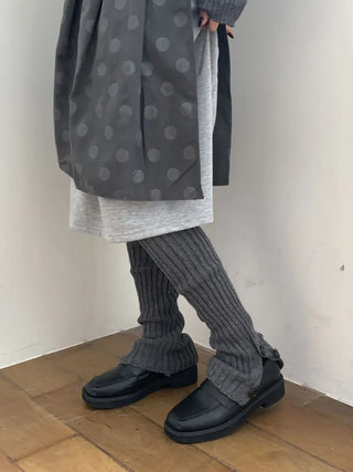 Naname Slit Button Knit Long Leg Warmers