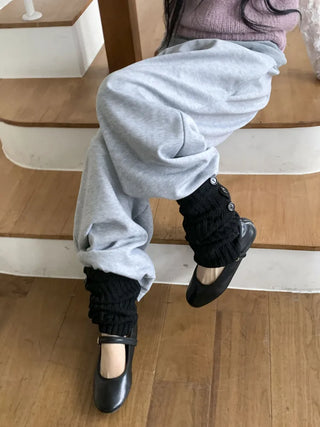 Naname Slit Button Knit Long Leg Warmers