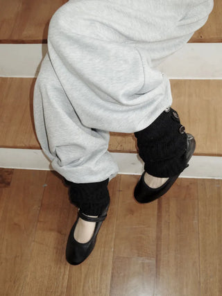 Naname Slit Button Knit Long Leg Warmers