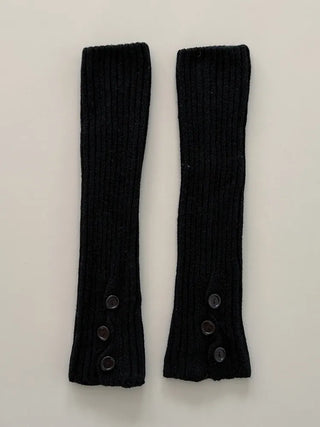 Naname Slit Button Knit Long Leg Warmers