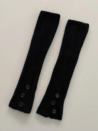 Naname Slit Button Knit Long Leg Warmers