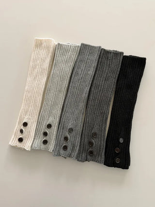 Naname Slit Button Knit Long Leg Warmers