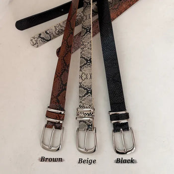 Serpent Python Pattern Leather Belt