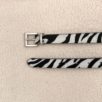 Bezone Zebra Pattern Square Belt
