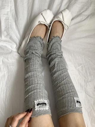 Sally Made Frill Lettering Patch Long Leg Warmers