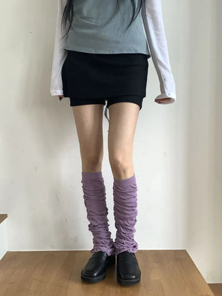 Drift Shirring Side Frill Long Leg Warmers
