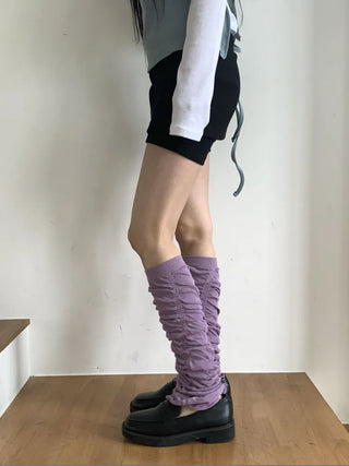 Drift Shirring Side Frill Long Leg Warmers