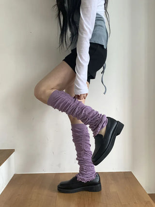 Drift Shirring Side Frill Long Leg Warmers