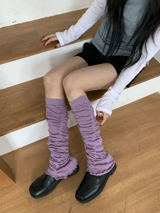 Drift Shirring Side Frill Long Leg Warmers