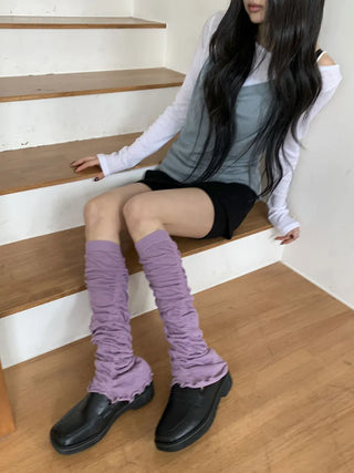Drift Shirring Side Frill Long Leg Warmers