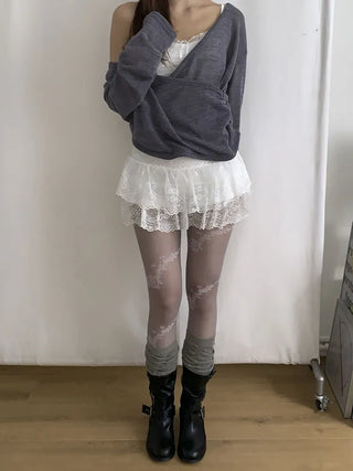 Drift Shirring Side Frill Long Leg Warmers