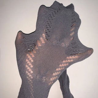 Ribbon Cable Pattern Color Mesh Waist Pantyhose