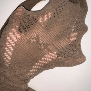 Ribbon Cable Pattern Color Mesh Waist Pantyhose