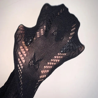 Ribbon Cable Pattern Color Mesh Waist Pantyhose