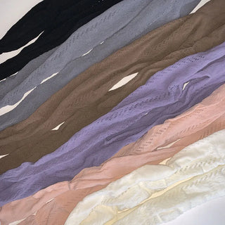 Ribbon Cable Pattern Color Mesh Waist Pantyhose