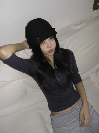Two-way Button Twist Headband Bandana Beanie Hat