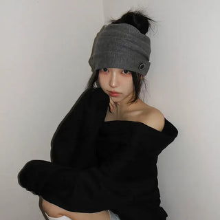 Two-way Button Twist Headband Bandana Beanie Hat