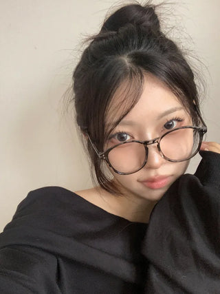 Say Round Frame Fashion Horn-rimmed Glasses