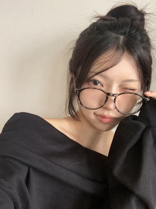 Say Round Frame Fashion Horn-rimmed Glasses