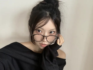 Say Round Frame Fashion Horn-rimmed Glasses