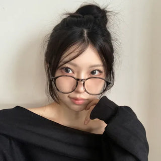 Say Round Frame Fashion Horn-rimmed Glasses