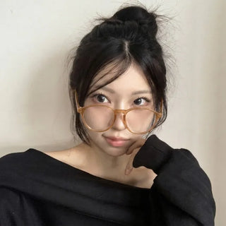 Say Round Frame Fashion Horn-rimmed Glasses
