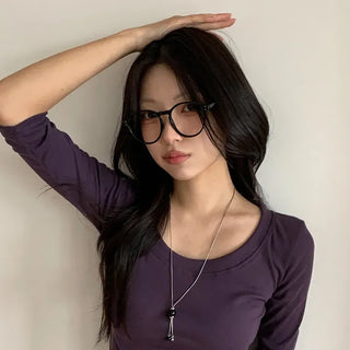 Say Round Frame Fashion Horn-rimmed Glasses