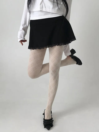 Sheer Cross X Pattern See-through Pantyhose