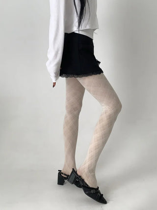 Sheer Cross X Pattern See-through Pantyhose