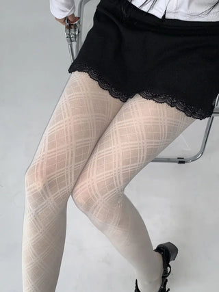 Sheer Cross X Pattern See-through Pantyhose