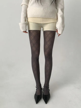Sheer Cross X Pattern See-through Pantyhose