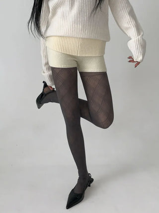 Sheer Cross X Pattern See-through Pantyhose