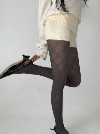 Sheer Cross X Pattern See-through Pantyhose