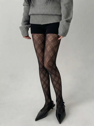 Sheer Cross X Pattern See-through Pantyhose