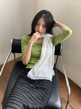 Ether Lace Knitting Long Scarf