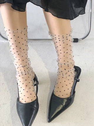Dot Flower See-through Layered Socks Leg Warmer Knee Socks Collection