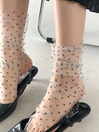 Dot Flower See-through Layered Socks Leg Warmer Knee Socks Collection