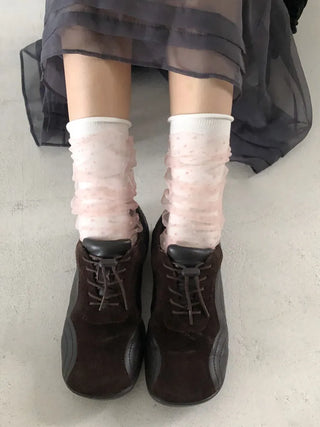 Dot Flower See-through Layered Socks Leg Warmer Knee Socks Collection