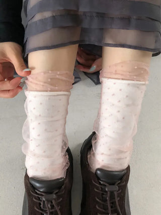 Dot Flower See-through Layered Socks Leg Warmer Knee Socks Collection