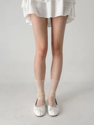 Dot Flower See-through Layered Socks Leg Warmer Knee Socks Collection