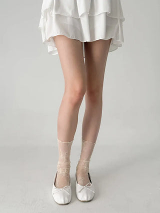 Dot Flower See-through Layered Socks Leg Warmer Knee Socks Collection